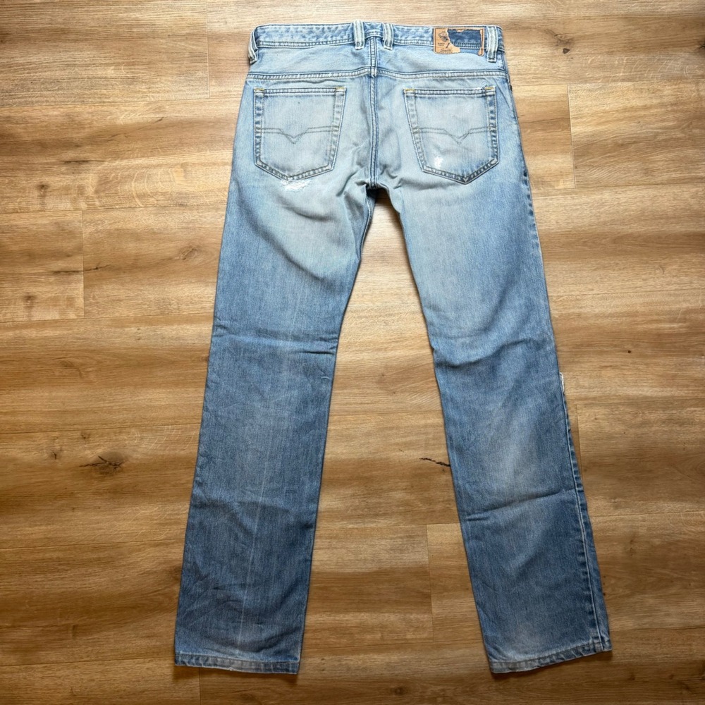 Diesel Safado Jeans Mens 29x34 Light Blue Slim Straight Distressed Denim 0073P - Picture 3 of 16